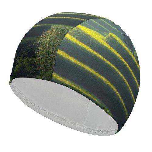 yanfind Swimming Cap Sasin Tipchai Rice Fields Agriculture Paddy Landscape Terrace Farming Daylight Elastic,suitable for long and short hair