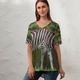 yanfind V Neck T-shirt for Women Country Fl Wildlife Wallpapers Safari Stock Loxahatchee Free Stripes Zebra Pictures Summer Top  Short Sleeve Casual Loose