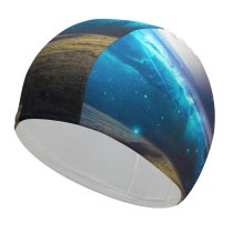yanfind Swimming Cap Thiago Garcia Fantasy Exploring Saturn Planet Surreal Time Travel Space Elastic,suitable for long and short hair