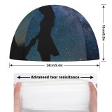yanfind Swimming Cap Love Couple Lovers Proposal Silhouette Starry Sky Romantic Engagement Elastic,suitable for long and short hair