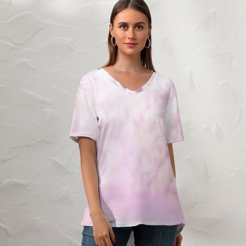 yanfind V Neck T-shirt for Women Flowers Magnolia Flowers Blossom Flowers Summer Top  Short Sleeve Casual Loose