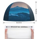 yanfind Swimming Cap VisionPic Evening Dusk Forest Mountains Starry Sky Foggy Winter Sunset Elastic,suitable for long and short hair