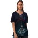 yanfind V Neck T-shirt for Women Black Dark Skyscrapers Shanghai Cityscape Aerial Night City Lights Summer Top  Short Sleeve Casual Loose