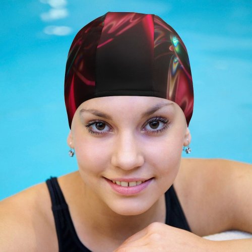 yanfind Swimming Cap Stu Ballinger Graphics CGI Flowers Neon Flower Cyberpunk Glowing Elastic,suitable for long and short hair