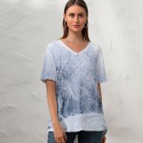 yanfind V Neck T-shirt for Women Christmas Amsterdam Landscape Snow Wallpapers Outdoors Tree Scenery Stock Free Road Summer Top  Short Sleeve Casual Loose