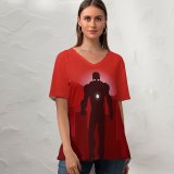 yanfind V Neck T-shirt for Women Shivay Patidar Graphics CGI Minimal Iron Art Marvel Superheroes Summer Top  Short Sleeve Casual Loose