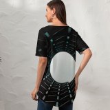 yanfind V Neck T-shirt for Women Black Dark Modern Architecture Building Sky Tunnel Summer Top  Short Sleeve Casual Loose