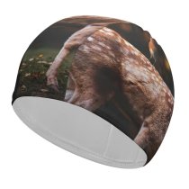 yanfind Swimming Cap Fallow Deer Squirrel Bird Trees Forest Autumn Elastic,suitable for long and short hair