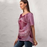 yanfind V Neck T-shirt for Women Flowers Rose Droplets Closeup Bloom Baby Blossom Summer Top  Short Sleeve Casual Loose