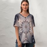 yanfind V Neck T-shirt for Women Otto Berkeley York Minster United Kingdom Cathedral Church Ancient Architecture Interior Look Summer Top  Short Sleeve Casual Loose