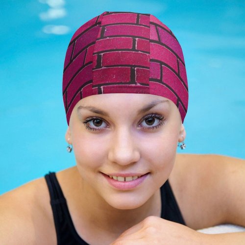 yanfind Swimming Cap Wesley Tingey Brick Wall Magenta Bricks Gradients Elastic,suitable for long and short hair