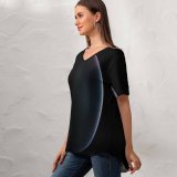 yanfind V Neck T-shirt for Women Daniel Olah Space Black Dark Planet Astronomy Outer Space Dark Summer Top  Short Sleeve Casual Loose