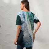 yanfind V Neck T-shirt for Women Willian Justen De Vasconcellos Reynisfjara Sand Beach Waves Aerial Ocean Iceland Summer Top  Short Sleeve Casual Loose