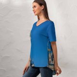 yanfind V Neck T-shirt for Women Castle Buena Public Park Lake Architecture Travel States Disney Magic Orlando Summer Top  Short Sleeve Casual Loose
