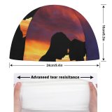 yanfind Swimming Cap Love Couple Romantic Silhouette Sunset Seascape Together Elastic,suitable for long and short hair
