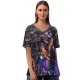 yanfind V Neck T-shirt for Women Joe DeSousa Dubai Cityscape Aerial Skyscrapers City Lights Night HDR Hour Summer Top  Short Sleeve Casual Loose
