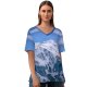 yanfind V Neck T-shirt for Women Mountains Winter Kleine Scheidegg Mountain Range Glacier Sunrise Ice Peak Switzerland Summer Top  Short Sleeve Casual Loose