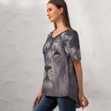 yanfind V Neck T-shirt for Women Carnivore Eskilstuna Wallpapers Wildlife Free Predator Pictures Beast Mane Big Firce Summer Top  Short Sleeve Casual Loose
