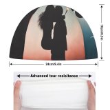 yanfind Swimming Cap Luizclas Love Couple Romantic Kiss Silhouette Sunset Pair Together Romance First Sparklers Elastic,suitable for long and short hair