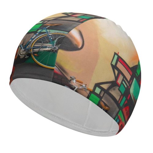 yanfind Swimming Cap Modernart  Streetart Wallpapers Modernphotography Free Bike  Grafitti Art Pictures Street Elastic,suitable for long and short hair