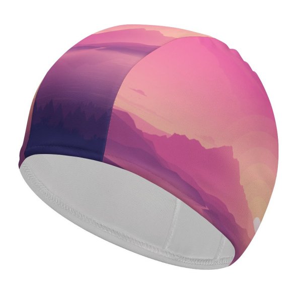 yanfind Swimming Cap Coyle Lakeside Sky Sunset Minimal Art Gradient Landscape Scenic Panorama Elastic,suitable for long and short hair