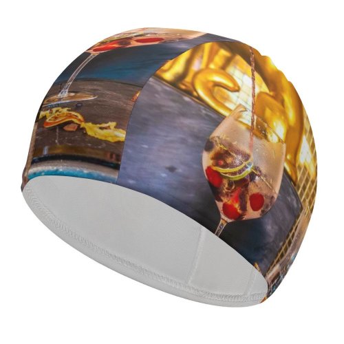 yanfind Swimming Cap Images Bottle Glass Restaurant Mixology Manager Beer Alcohol Party Marketing Goblet Liquor Elastic,suitable for long and short hair