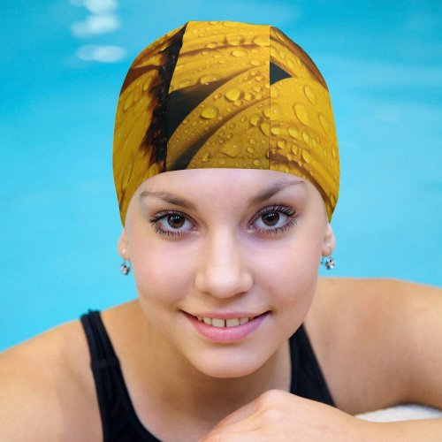 yanfind Swimming Cap Sharon Pittaway Flowers   Droplets Elastic,suitable for long and short hair