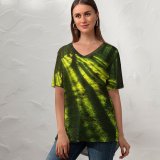 yanfind V Neck T-shirt for Women Johannes Plenio Forest Trees Daylight Summer Top  Short Sleeve Casual Loose
