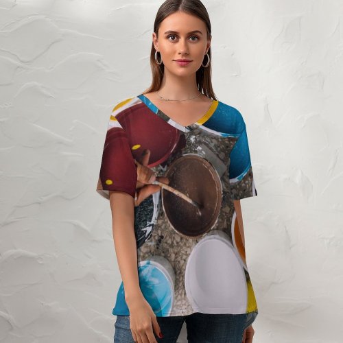 yanfind V Neck T-shirt for Women Dominican Blog Santo Brush Wallpapers Work Inspiration Craft Artist Free Republic Summer Top  Short Sleeve Casual Loose