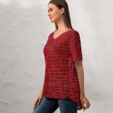 yanfind V Neck T-shirt for Women Tile Glaze Glazed Glazing Varnish Icing Wall Glow Glowing Texture Disco Glitter Summer Top  Short Sleeve Casual Loose