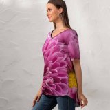 yanfind V Neck T-shirt for Women Joe DeSousa Flowers Chrysanthemum Flowers Flowers Bloom Blossom Spring Summer Top  Short Sleeve Casual Loose