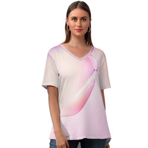 yanfind V Neck T-shirt for Women Abstract Gradients Galaxy Note Bubble Android Summer Top  Short Sleeve Casual Loose