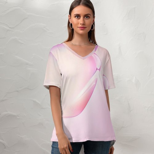 yanfind V Neck T-shirt for Women Abstract Gradients Galaxy Note Bubble Android Summer Top  Short Sleeve Casual Loose