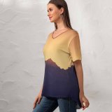yanfind V Neck T-shirt for Women Jordan Steranka Mountains Sunset Silhouette Sky Dusk Sunrise Seattle Washington Landscape Summer Top  Short Sleeve Casual Loose