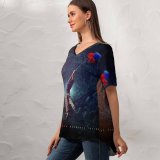 yanfind V Neck T-shirt for Women Quotes Get from Darkness You Popular Inspirational Summer Top  Short Sleeve Casual Loose