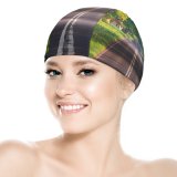 yanfind Swimming Cap Sven Muller Blandford Road Empty Road Trees Landscape Woods Greenery Scenery Elastic,suitable for long and short hair