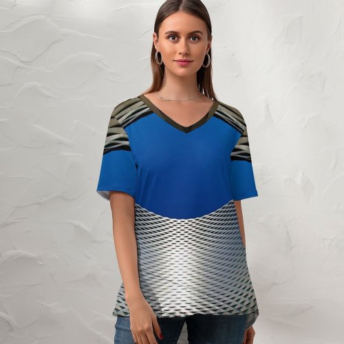 yanfind V Neck T-shirt for Women Architecture Basel Exhibition Center Modern Architecture Sky Dark Landmark Switzerland Summer Top  Short Sleeve Casual Loose