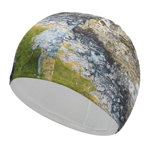 yanfind Swimming Cap Johny Goerend Island Aerial Sea Shore Ocean Rock Coast Clear Elastic,suitable for long and short hair