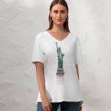 yanfind V Neck T-shirt for Women Building StatueGreen HQ Wallpapers Architecture States York Monument America Art Pictures Summer Top  Short Sleeve Casual Loose