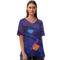 yanfind V Neck T-shirt for Women Genrole Caspe Technology Windows Glowing Windows X Illuminated Microsoft Summer Top  Short Sleeve Casual Loose