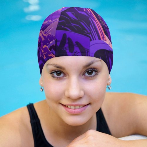 yanfind Swimming Cap Coastline  Pass Road  Sunset Scenery MacOS Big Sur IOS Elastic,suitable for long and short hair
