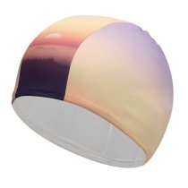 yanfind Swimming Cap Coyle Sunrise Landscape Scenery Gradient  Deer Early Morning Elastic,suitable for long and short hair
