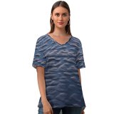 yanfind V Neck T-shirt for Women Sand Beach Tide Ripples Abstract Summer Top  Short Sleeve Casual Loose
