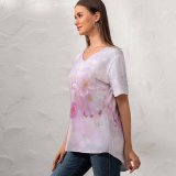 yanfind V Neck T-shirt for Women Flowers Cherry Blossom Flowers Cherry Tree Girly Spring Summer Top  Short Sleeve Casual Loose