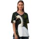 yanfind V Neck T-shirt for Women Swan Swans Feather Feathers Lake Grey Pond Duck Marsh Ballet Dance Bird Summer Top  Short Sleeve Casual Loose