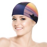 yanfind Swimming Cap Quang Nguyen Lighthouse Sunset Dusk  Seascape Scenic Ocean Elastic,suitable for long and short hair