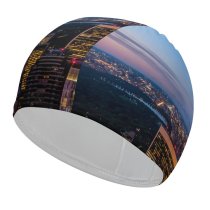 yanfind Swimming Cap York City Cityscape City Lights Skyscrapers Sky Dusk Horizon Elastic,suitable for long and short hair