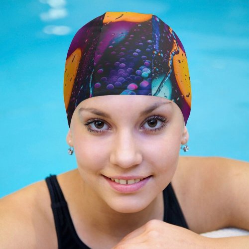 yanfind Swimming Cap  Lights Bokeh  Glass Drops Elastic,suitable for long and short hair