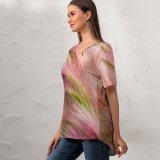yanfind V Neck T-shirt for Women Foxtail Barley OS X Mavericks Landscape Girly Summer Top  Short Sleeve Casual Loose