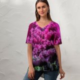 yanfind V Neck T-shirt for Women Joe DeSousa Ornamental Kale Leaves Ornamental Cabbage Plant Summer Top  Short Sleeve Casual Loose